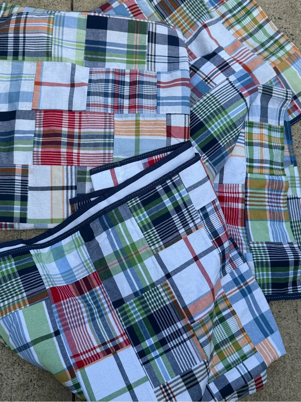 Pottery Barn Kids Plaid Patchwork Window Curtain Panels - Multicolor X4